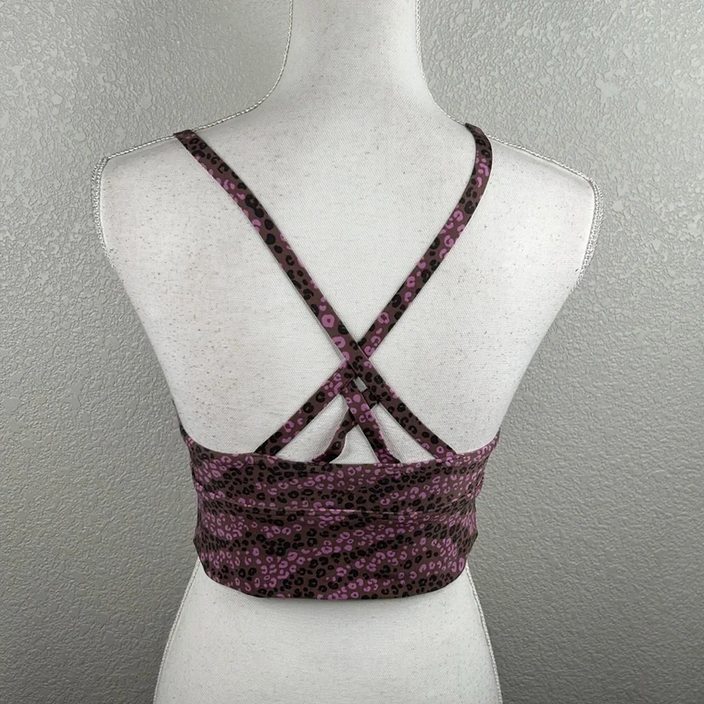 Aerie Offline Pink &‎ Black Floral Sports Bra Size Medium